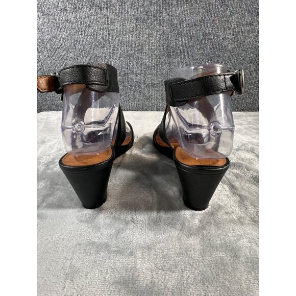 Lucky Brand womens 6.5 black straps wedge heel 2.5" minor scuff look at pictures - Picture 2 of 16